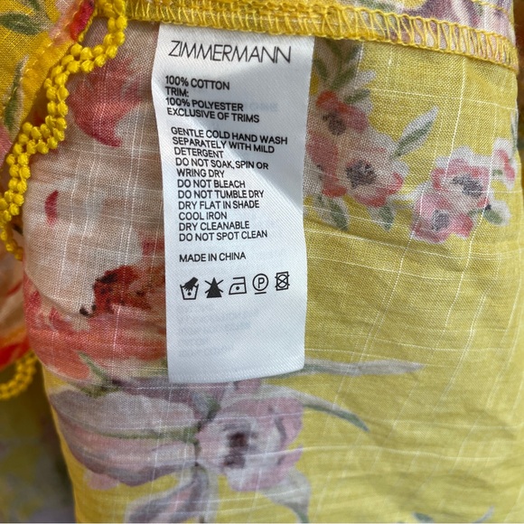 Zimmermann Floral Yellow Dress NWT. Size 8 - Picture 7 of 8